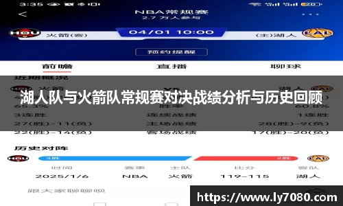 湖人队与火箭队常规赛对决战绩分析与历史回顾